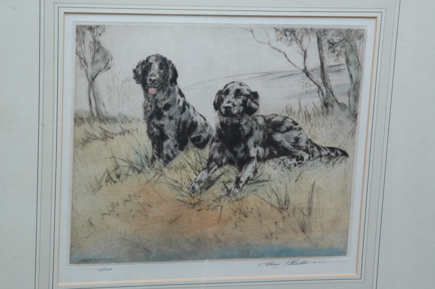 Henry Wilkinson, signed Limited Edition print, two black retrievers, 11/150.