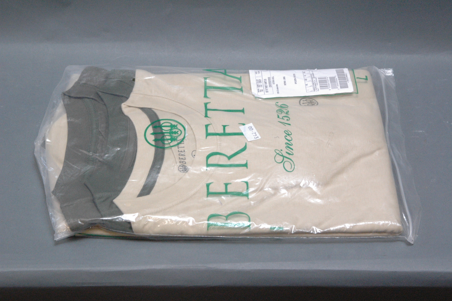 Three pack of Beretta T Shirts, olive green, beige, etc. (M) new.