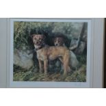 Mick Causton, signed Limited Edition print, two terriers and spade, 63/850.