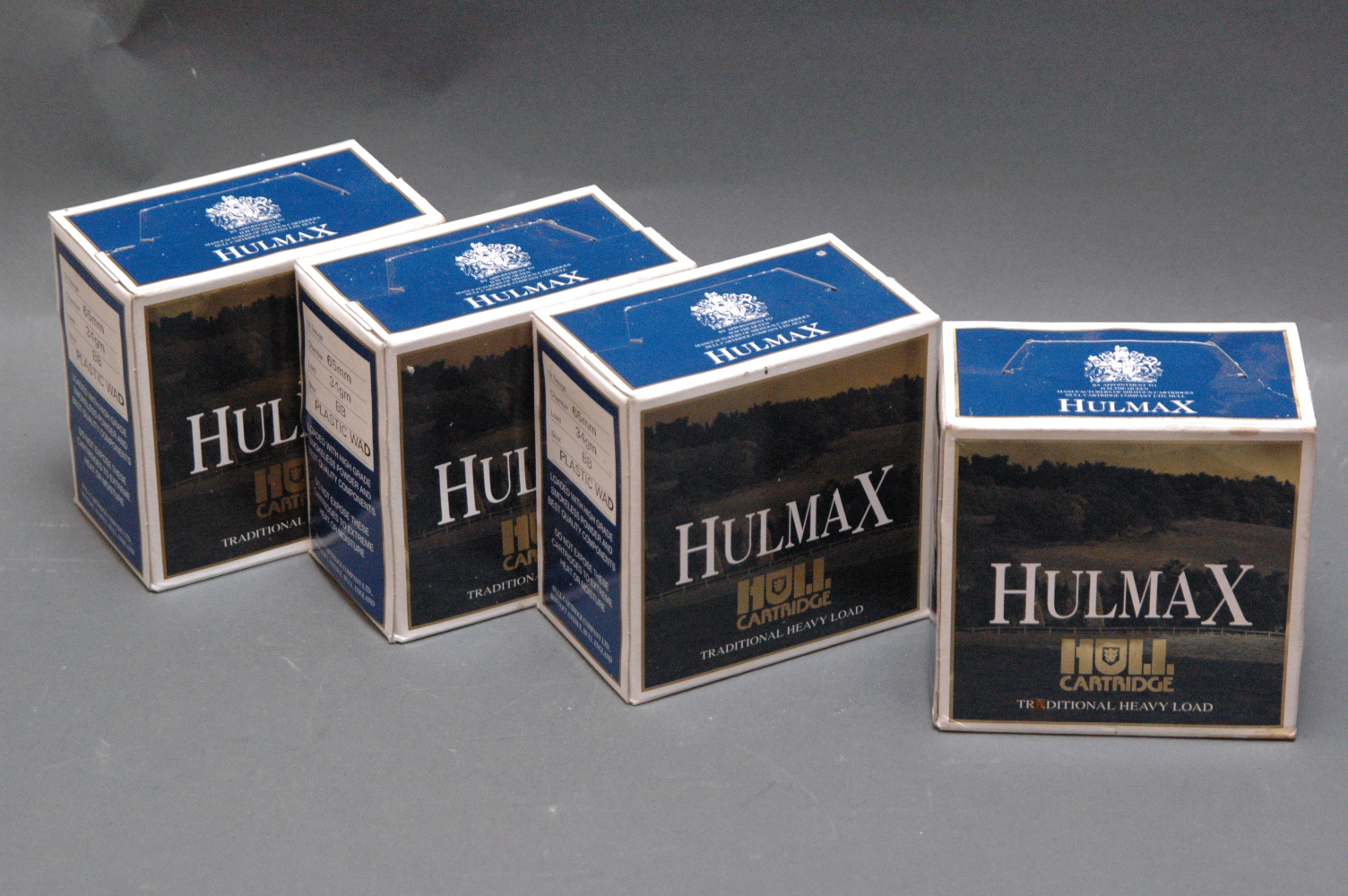 100 rounds of Hullmax 12 bore 34 gram BB plastic wad cartridges.