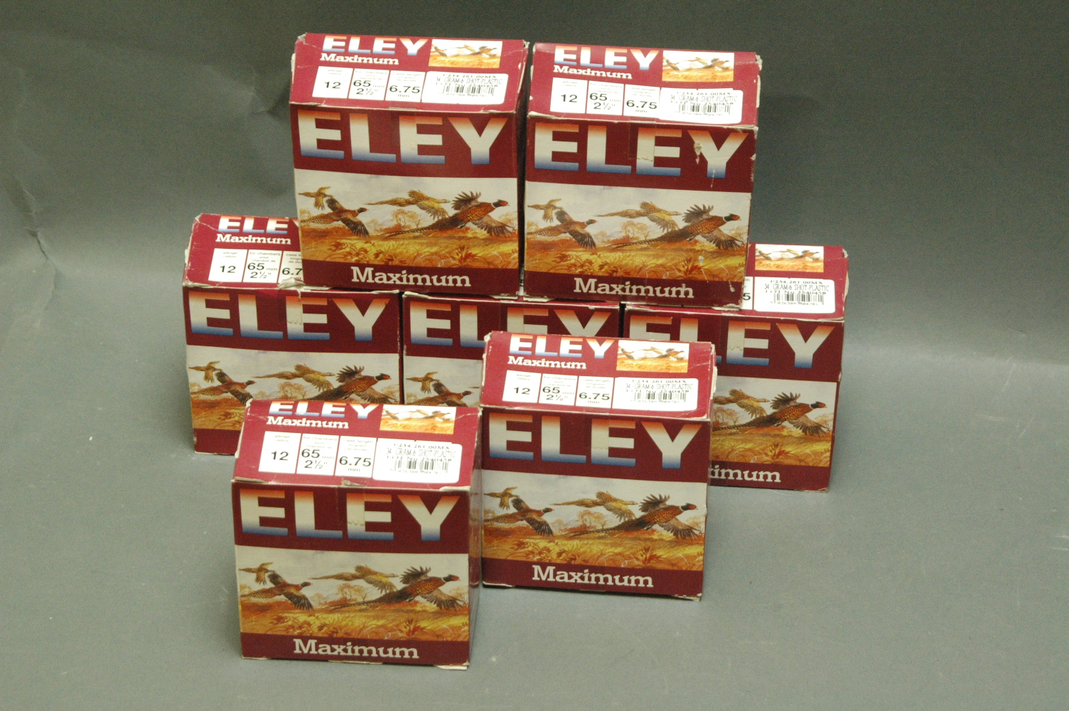 175 rounds of Eley Maximum 12 bore cartridges, 2.5 inch, 34 gram, 6 shot, plastic wad.