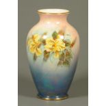 A large Royal Winton vase, with floral spray to either side.  Height 37 cm.