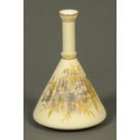 A Royal Worcester Iris vase, mallet shaped, puce mark to base, Registered No. 18995.  Height 26 cm.