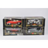 Selection of 1/18 Scale Burago Models including Jaguar x 3 and Bugatti. All M in VG to E Boxes. (4)