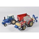 Britains Based 1/32 Ford 7610 Tractor with MF200 Trailer plus MF2680 (Gold Wheels) with Everard Crop