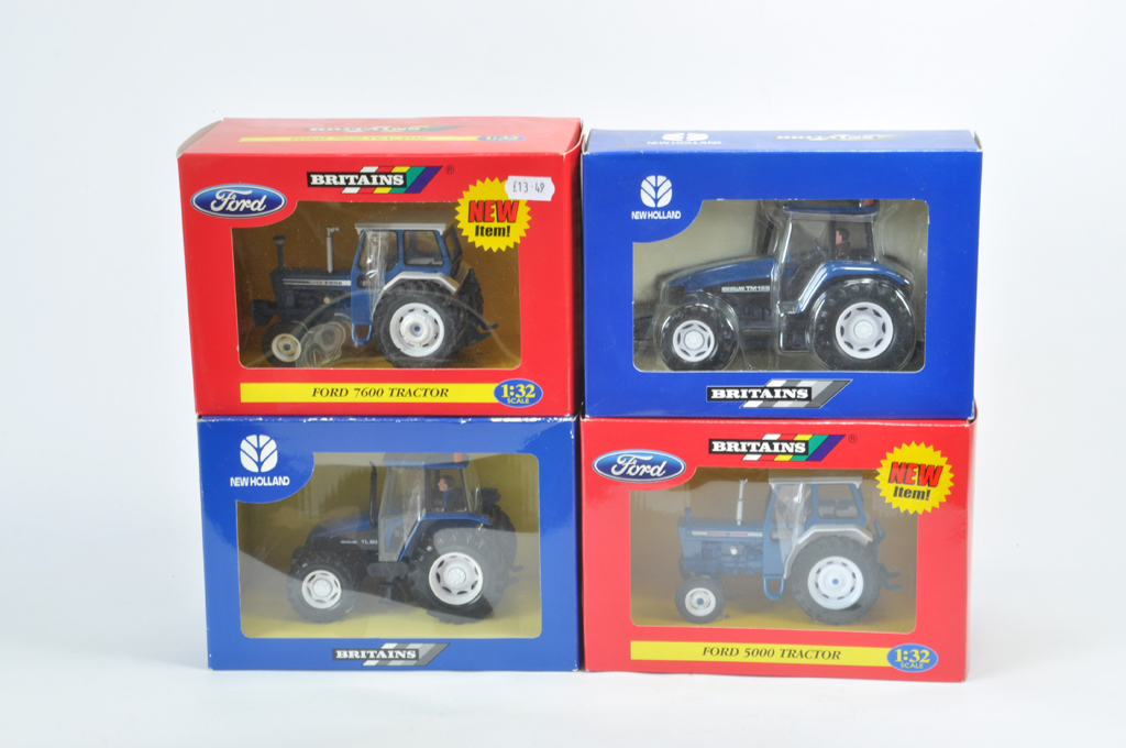 Britains Farm Tractor Selection including Ford 7600, Ford 5000, New Holland TL80 (Dealer Box) and