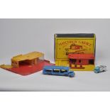 Matchbox accessories and vehicles including MG1 early Matchbox Garage - red building with yellow