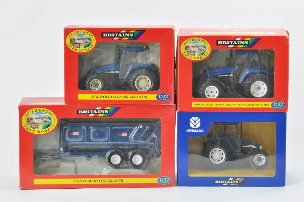 Britains Farm Tractor selection includng scarce Turkish New Holland TD95D, Code 3 New Holland TM150,