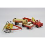 Trio of Tinplate toys including Wells Brimtoy, Mettoy and Triang. Land Rover etc. Fair. (3)