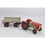 Rare Large Scale PIKO Hanomag Tractor and Trailer. German. Good to Very Good.
