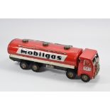 Scarce Tin Plate Large Scale Mobilgas Petrol Tanker. No. 159. Vintage H Toys of Japan. Good Plus