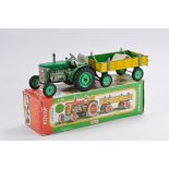 Kovap 1/25 scale Tin Plate Tractor and Trailer. Excellent to Near Mint in Good Box.