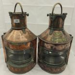 Two copper and brass ship's lanterns, one marked "Telford. Grier & Mackay Limited Manufacturers of