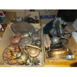 Three boxes of assorted metal wares to i