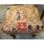 A dressing stool, the tapestry top depic