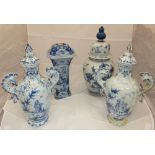 A pair of Delft baluster shaped vases an