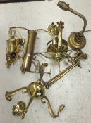 Assorted brass lighting to include elect