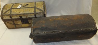 A small leather covered dome top trunk by Seabrook late Clements of London, The Original Trunk and