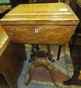 A 19th Century Continental satinwood teapoy of sarcophagus form, the lid opening to reveal a basic