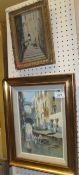 M GIANNI "The covered market stall", watercolour and gouache, signed bottom right, together with M