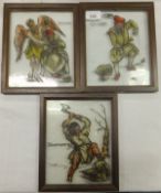 A set of three 19th Century painted glas