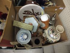 A box of Oriental and other ceramics and