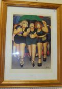 AFTER BERYL COOK "Clubbing in the Rain", colour print, limited edition of 650, signed by the