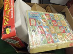A box containing an assortment of toys t