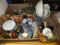 Three boxes of assorted studio pottery a