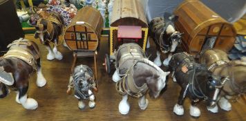 A collection of seven pottery shire hors