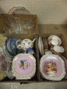 Two boxes of assorted china wares to inc