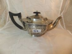 A George V silver tea pot of hexagonal f