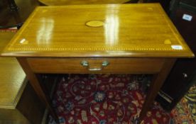 An Edwardian mahogany and inlaid single drawer side table on square tapered legs CONDITION REPORTS