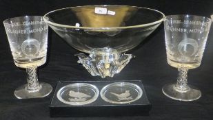 A pair of Stuart crystal goblets inscrib