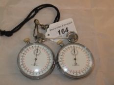 Two Omega stopwatches CONDITION REPORTS Wear, scuffs, tarnish.  They do make ticking sounds,