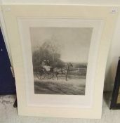 AFTER HEYWOOD HARDY "Hunting on wheels", black and white print, un-framed CONDITION REPORTS Size