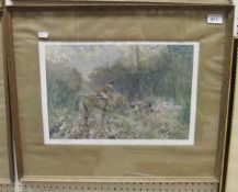 AFTER LIONEL EDWARDS "The Avon Vale Hunt - A Kill in the Rood Ashton Woods", colour print, signed in