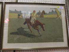 AFTER CHARLES ANCELIN set of ten horse racing and polo chromolithographs from the Galerie Lutia
