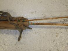 A Falcon of Redditch "Field, Stream & Covert" 7 ft two piece split cane trout fly rod, complete with
