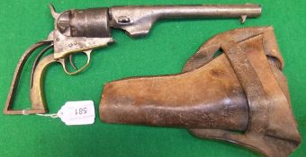 A part vintage 44 calibre 6 shot colt revolver, percussion cap, bearing Patent No's. 85536/190044 (