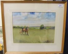 DENIS ALDRIDGE "Mare with foal in field", watercolour, signed and dated 1970 lower right (ARR)