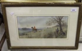 FRED FITCH "Hunt on hilltop", watercolou