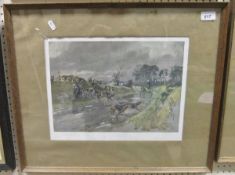 AFTER LIONEL EDWARDS "The Scarteen Hunt - The Black and Tans", colour print, signed in pencil