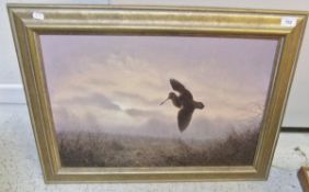 JULIAN NOVOROL "Woodcock over the rough at sunset", oil on canvas, signed and dated 1904 bottom
