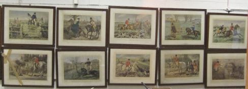 AFTER JOHN LEECH "The Noble Science" and nine other colour prints, in oak frames (ARR) CONDITION