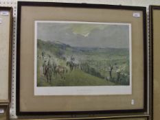 AFTER LIONEL EDWARDS "The Beaufort Hunt - Kill above Sodbury Vale", colour print (ARR) CONDITION