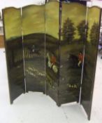 A five fold vanity screen with painted d