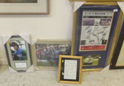 A collection of four pictures comprising a Nigeria / England signed football poster World Cup held
