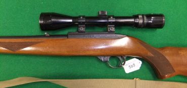 A Ruger Model 10/22 .22 rifle with Apollo 3.9 x 40 waterproof sight, sling, sound moderator and