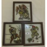 A set of three 19th Century painted glas